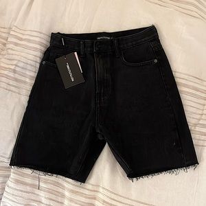 PrettyLittle Thing Black Longline Fitted Jean Shorts